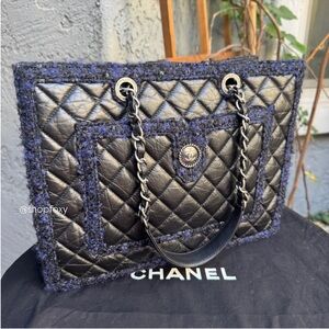 Chanel Calf Leather & Tweed Grand Shopping Secrets Tote